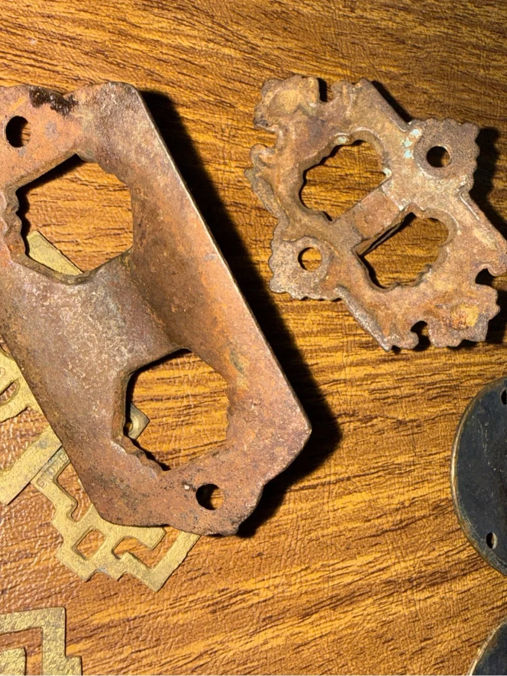 Vintage Decorative Brass and Rust Accent Plates - Multi-Color